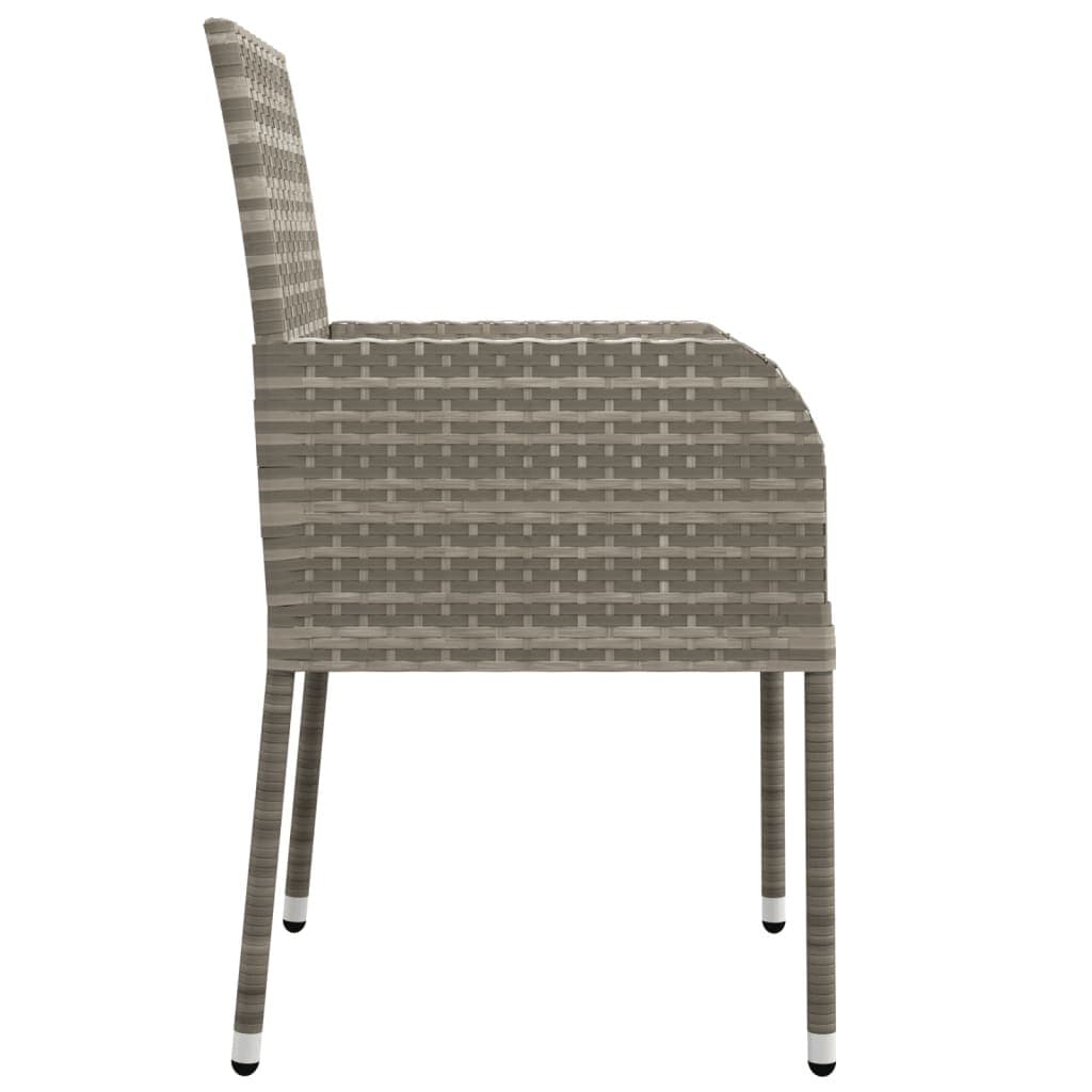 Outdoor Garden Chairs Grey Poly Rattan Set of 2