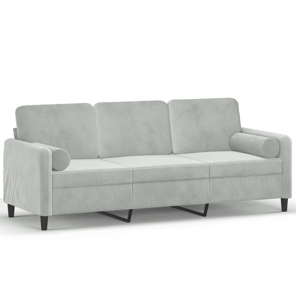3-Seater Sofa with Velvet Cushions in Grey