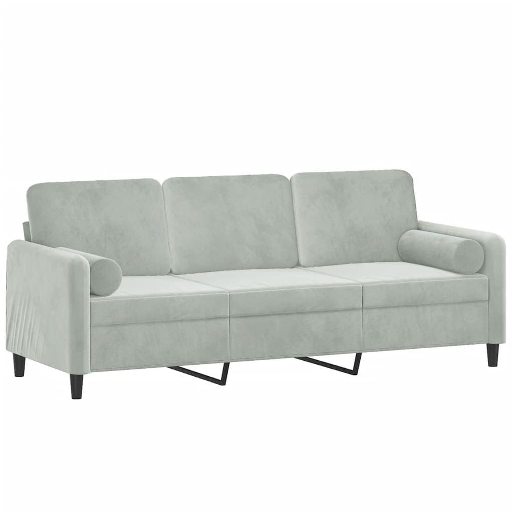 3-Seater Sofa with Velvet Cushions in Grey