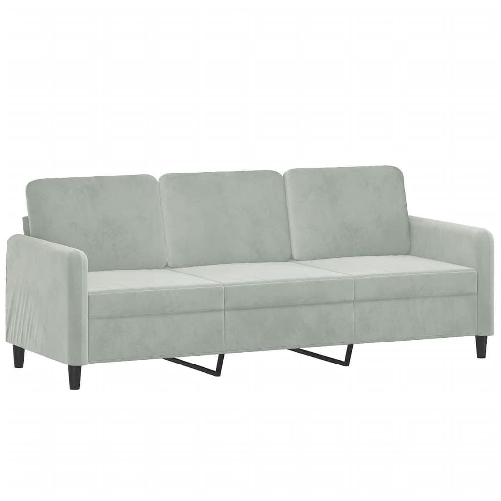 3-Seater Sofa with Velvet Cushions in Grey