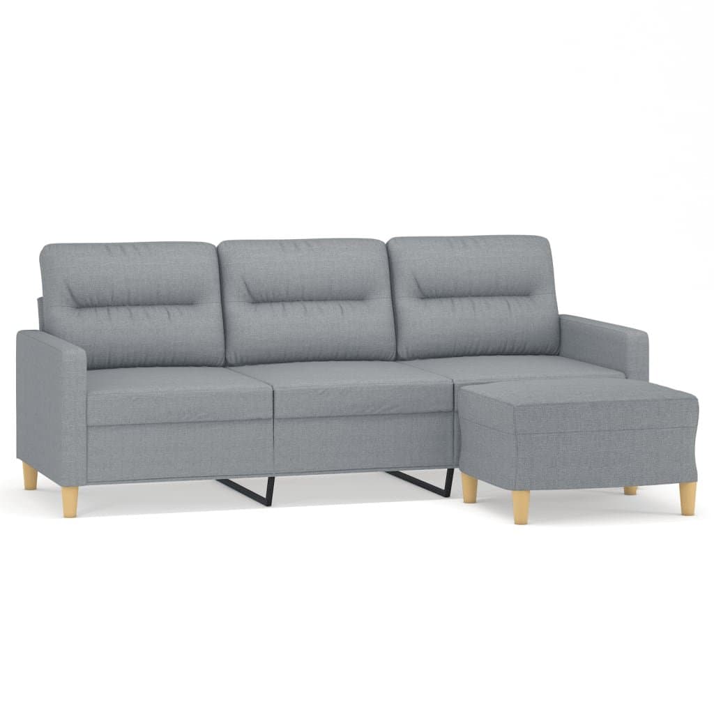 3-Seater Sofa with Footstool in Grey