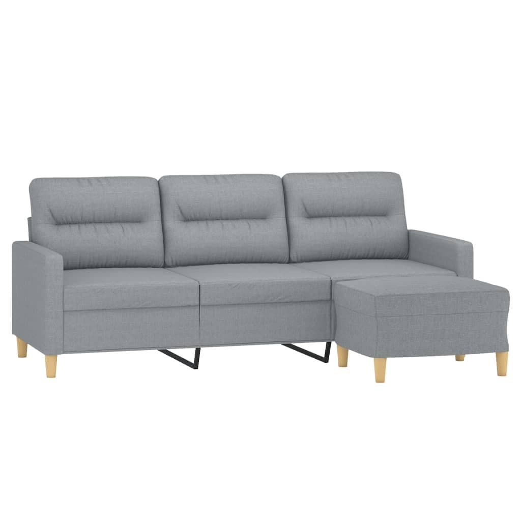 3-Seater Sofa with Footstool in Grey