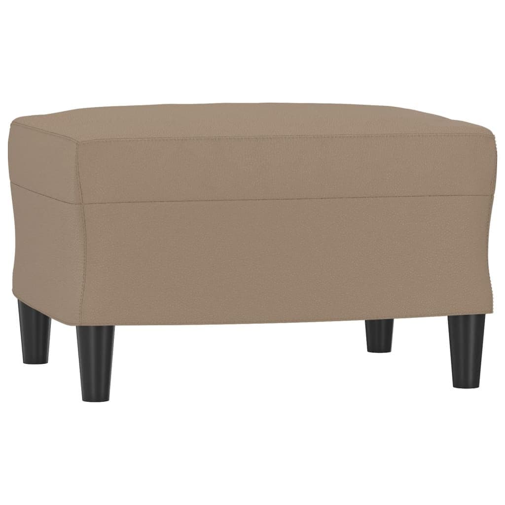 3-Seater Sofa with Footstool in Brown Faux Leather