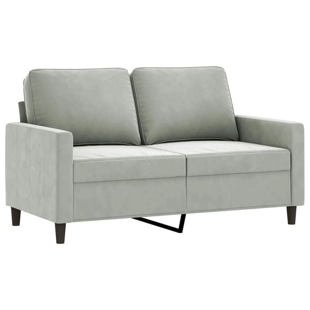 Grey Velvet 3 Piece Sofa Set with Footstool for Living Rooms
