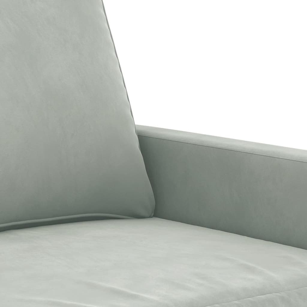 Grey Velvet 3 Piece Sofa Set with Footstool for Living Rooms