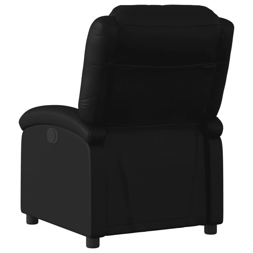 Electric Recliner Armchair in Black Faux Leather with Remote