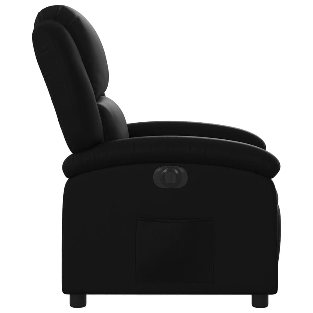 Electric Recliner Armchair in Black Faux Leather with Remote