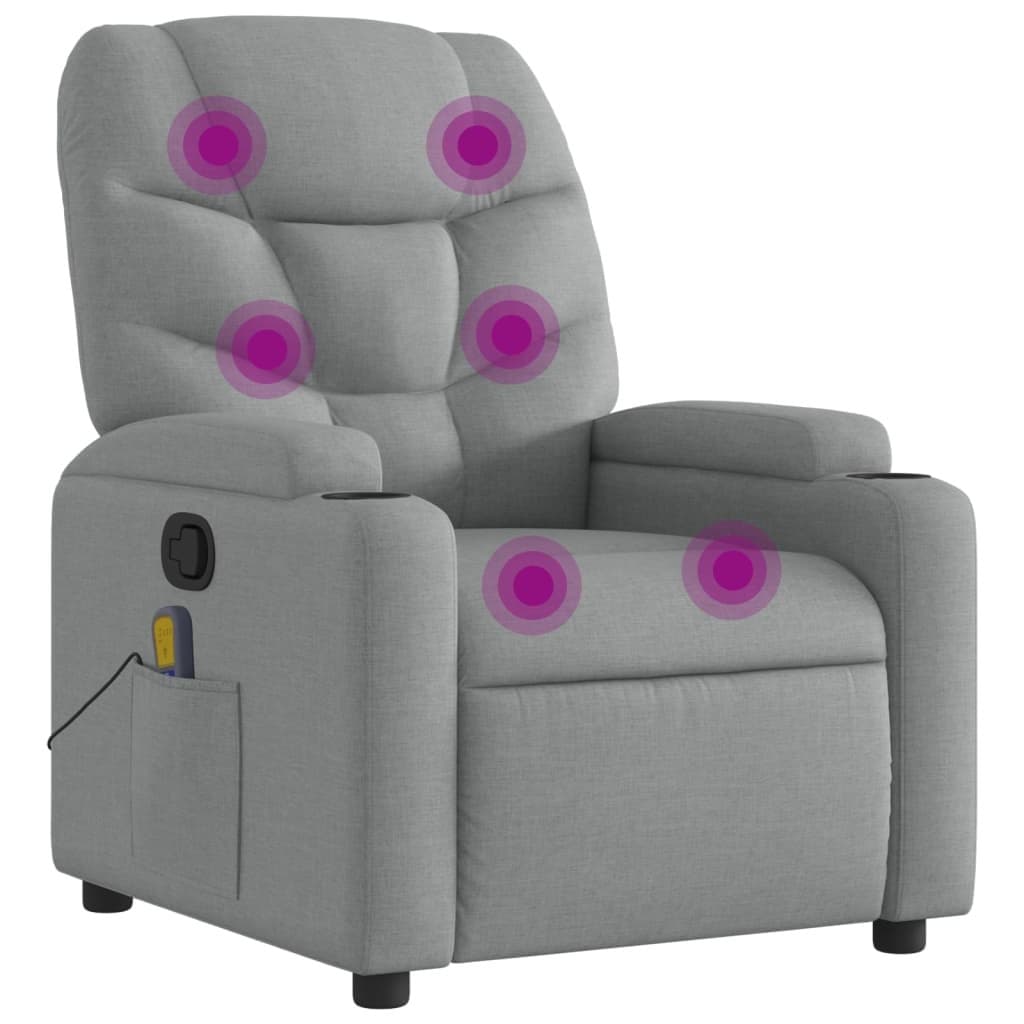 Grey Fabric Massage Recliner Chair with Adjustable Footrest