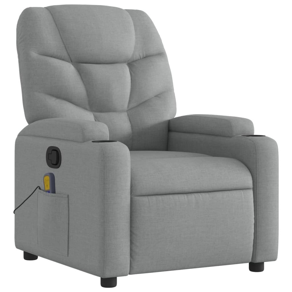 Grey Fabric Massage Recliner Chair with Adjustable Footrest