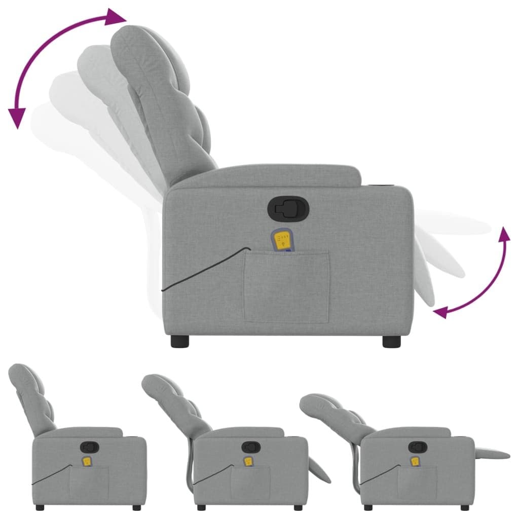 Grey Fabric Massage Recliner Chair with Adjustable Footrest