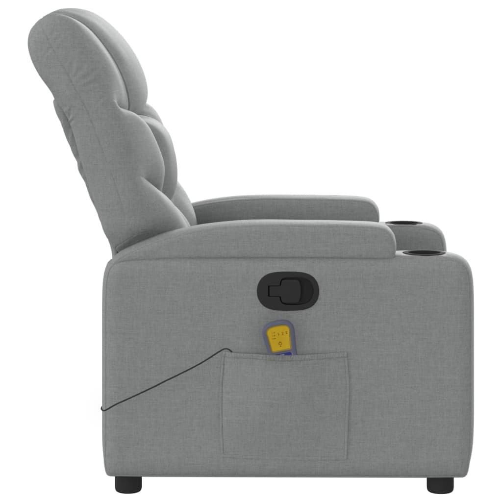 Grey Fabric Massage Recliner Chair with Adjustable Footrest