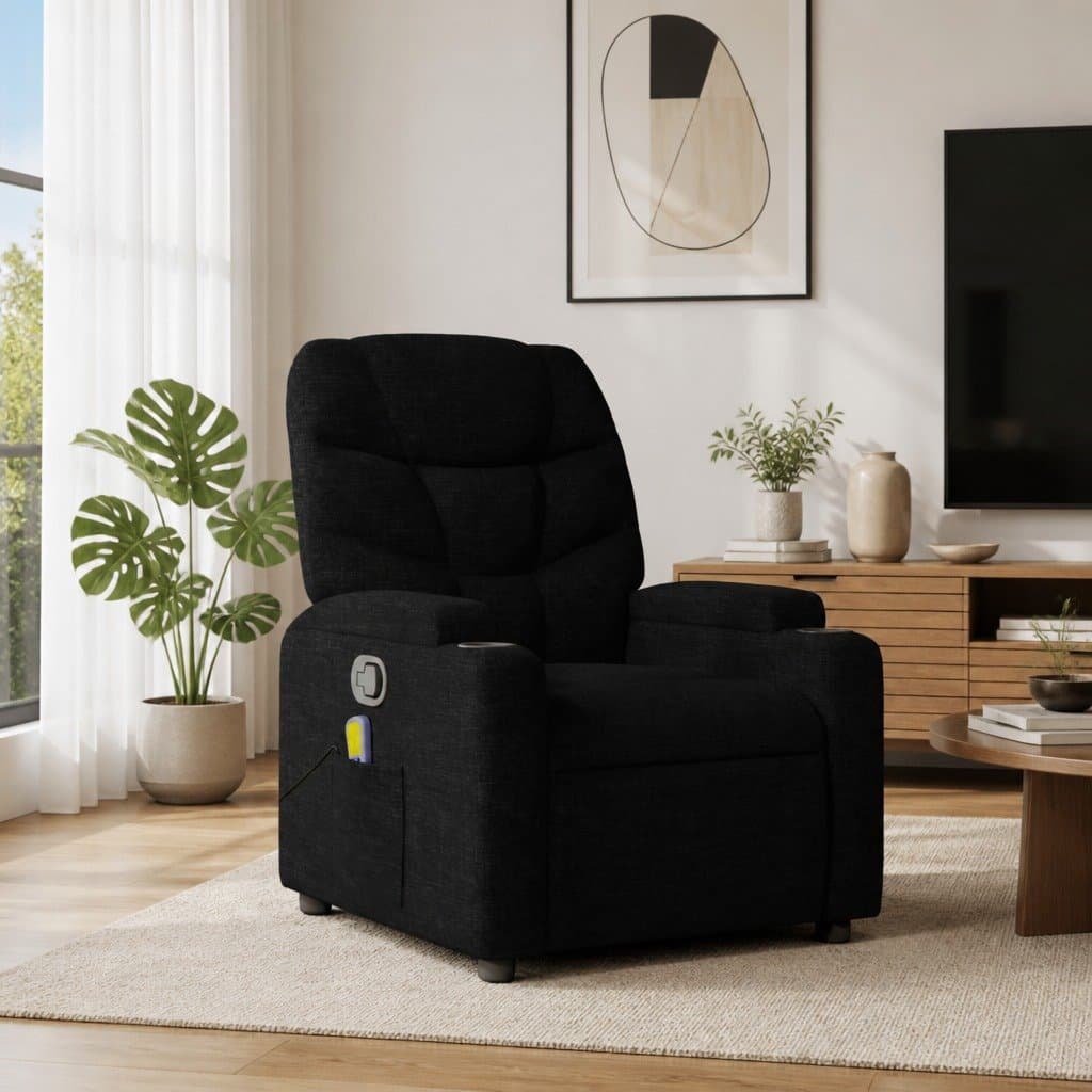 Black Fabric Massage Recliner Chair with Vibration