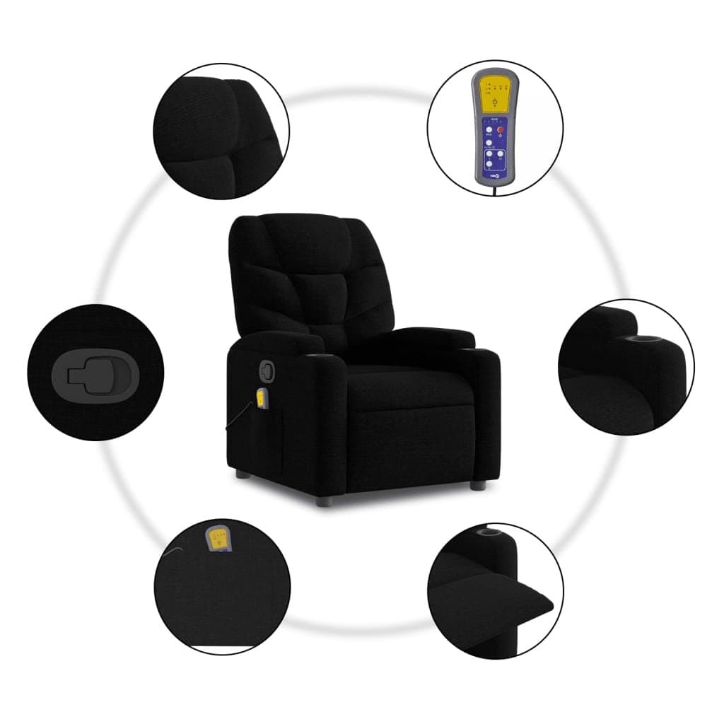 Black Fabric Massage Recliner Chair with Vibration