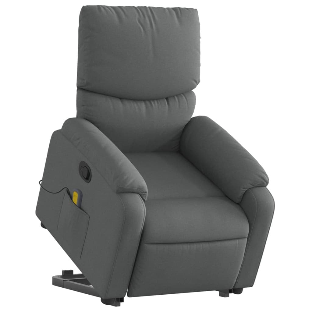 Grey Fabric Power Lift Massage Recliner Chair