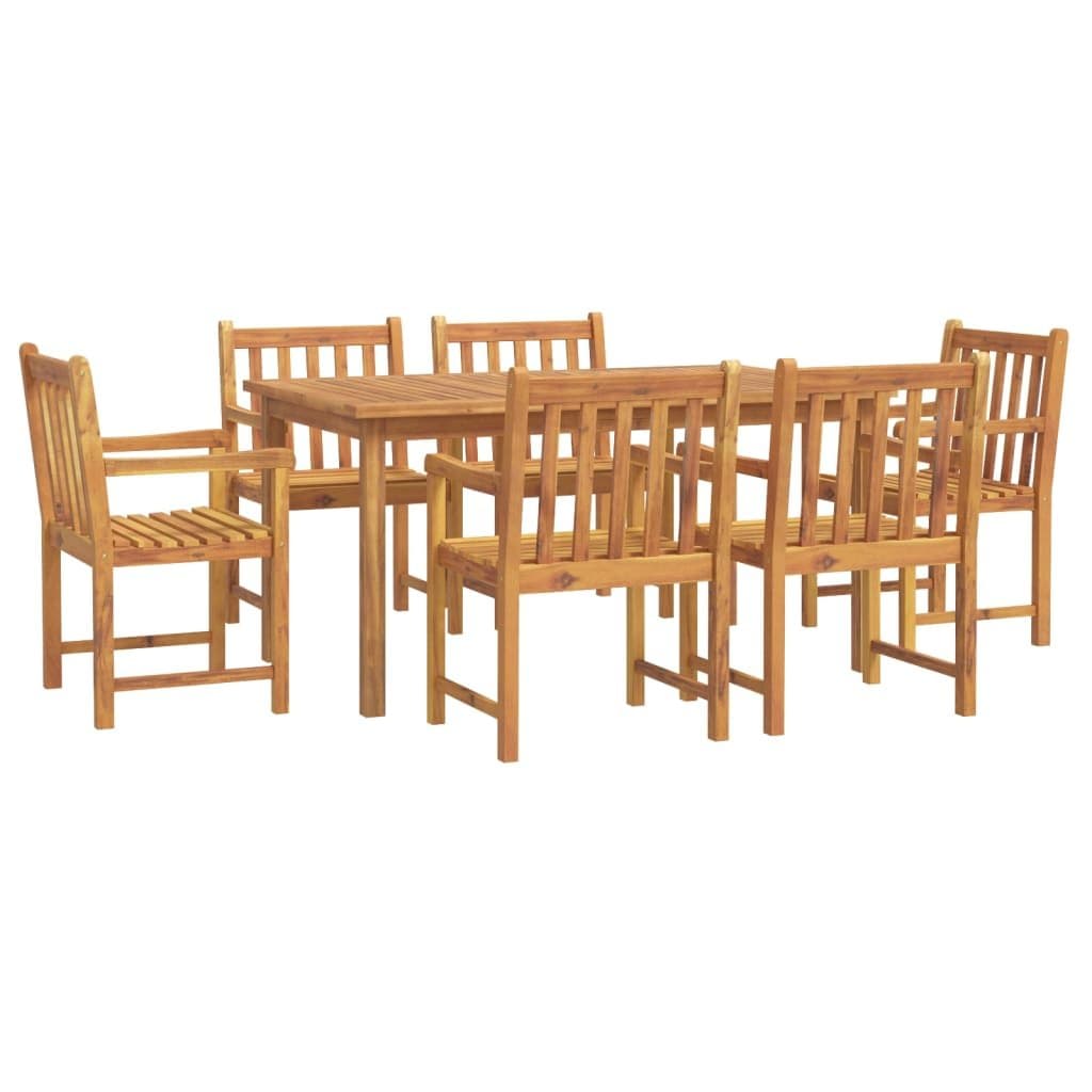 7 Piece Brown Acacia Wood Garden Dining Set