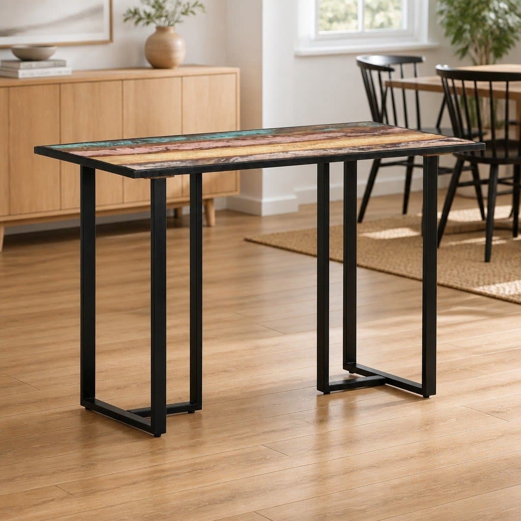 Industrial Style 120 cm Dining Table in Solid Reclaimed Wood
