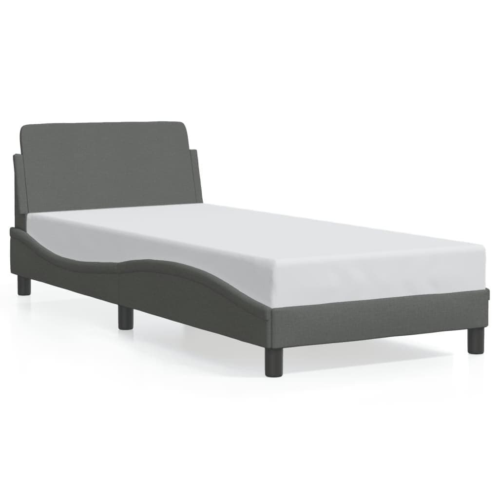 Grey Fabric Bed Frame with Supportive Headboard