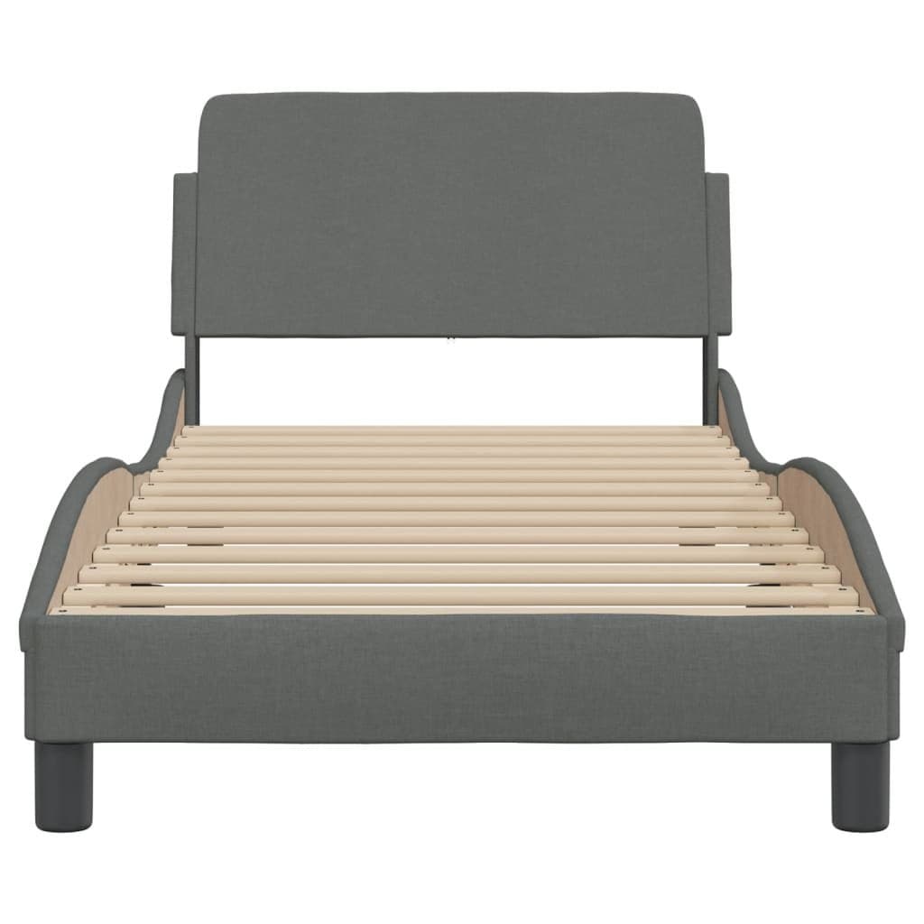 Grey Fabric Bed Frame with Supportive Headboard