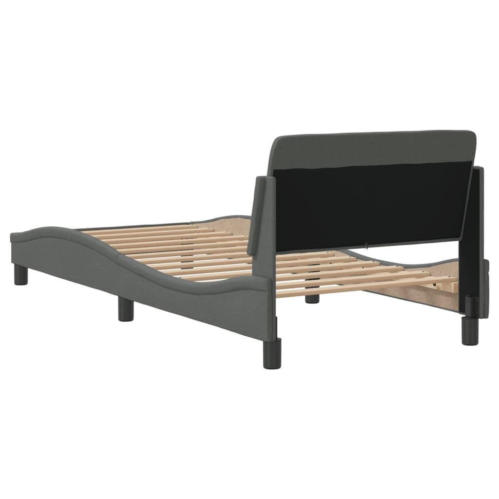 Grey Fabric Bed Frame with Supportive Headboard