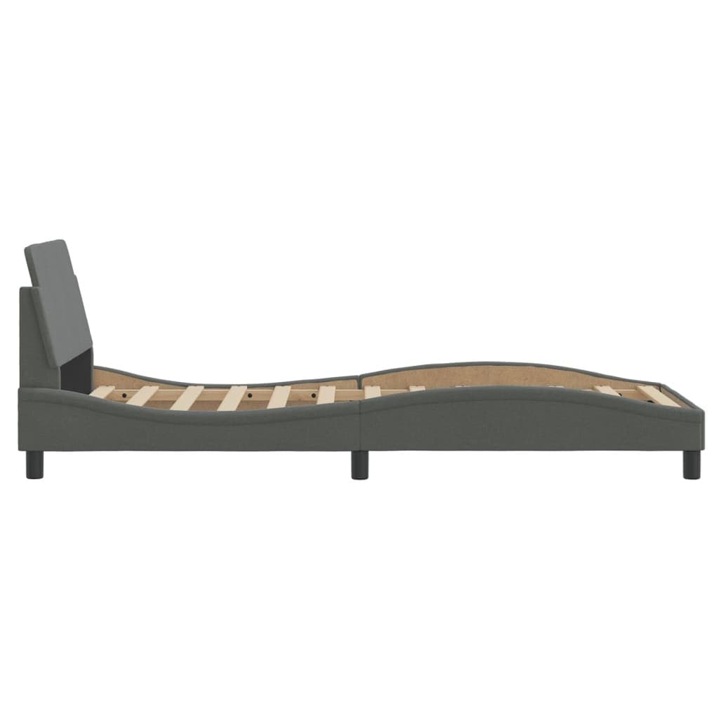 Grey Fabric Bed Frame with Supportive Headboard