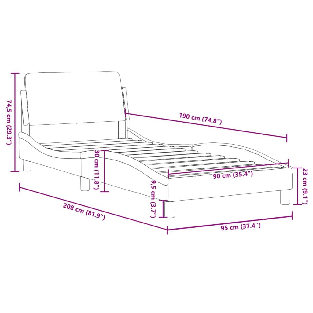 Grey Fabric Bed Frame with Supportive Headboard