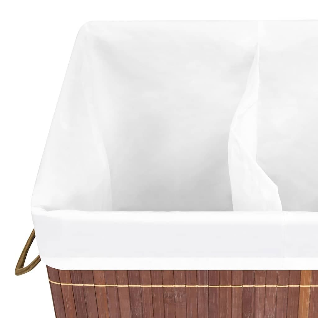 Bamboo Laundry Basket with 2 Compartments for Organised Storage