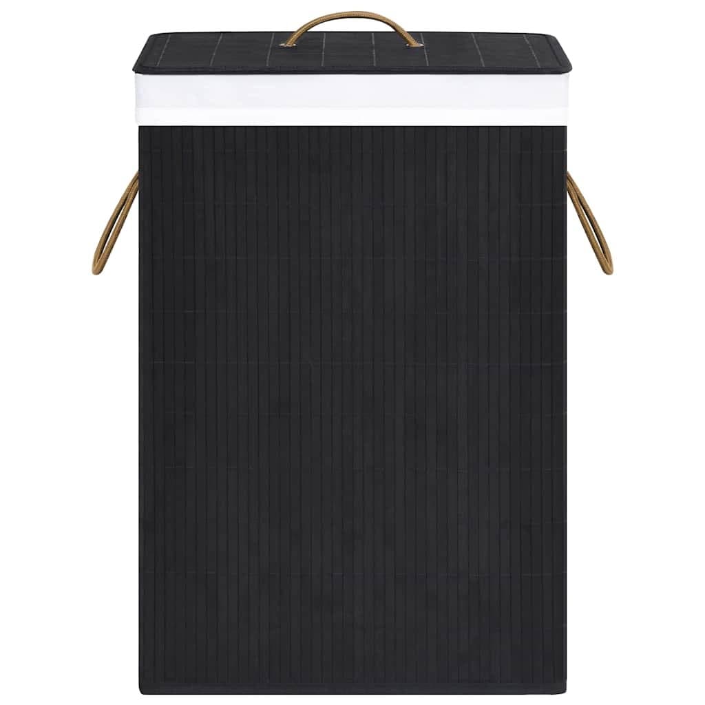 Black Bamboo Laundry Basket with Woven Liner