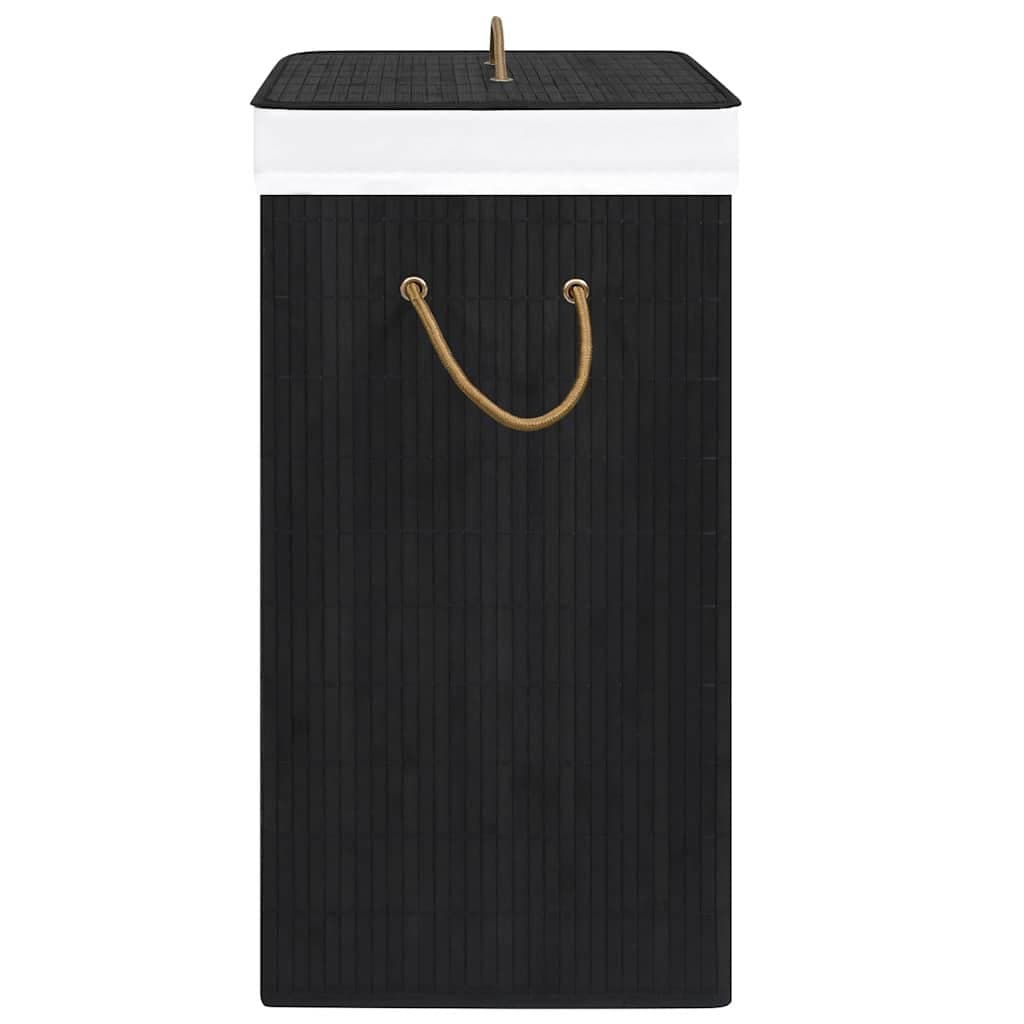 Black Bamboo Laundry Basket with Woven Liner