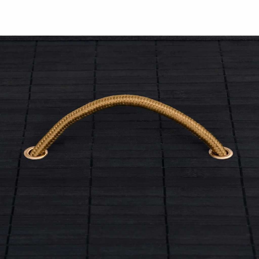 Black Bamboo Laundry Basket with Woven Liner