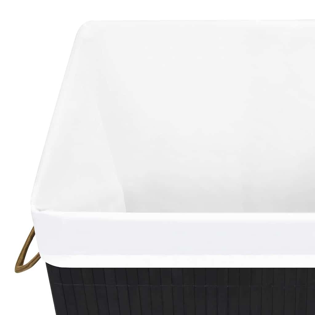 Black Bamboo Laundry Basket with Woven Liner