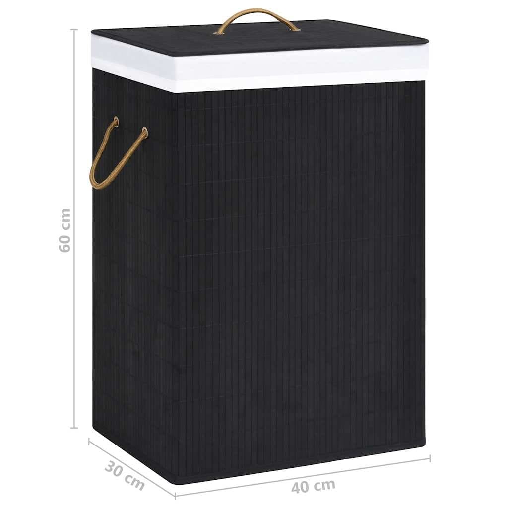Black Bamboo Laundry Basket with Woven Liner
