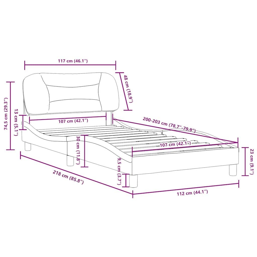 King Single Bed Frame with Padded Faux Leather Headboard