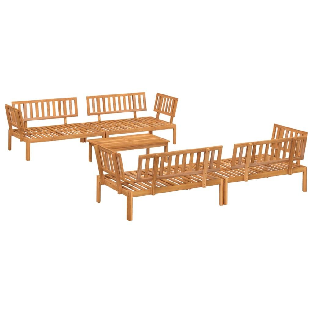 5 Piece Brown Acacia Wood Outdoor Sofa Set