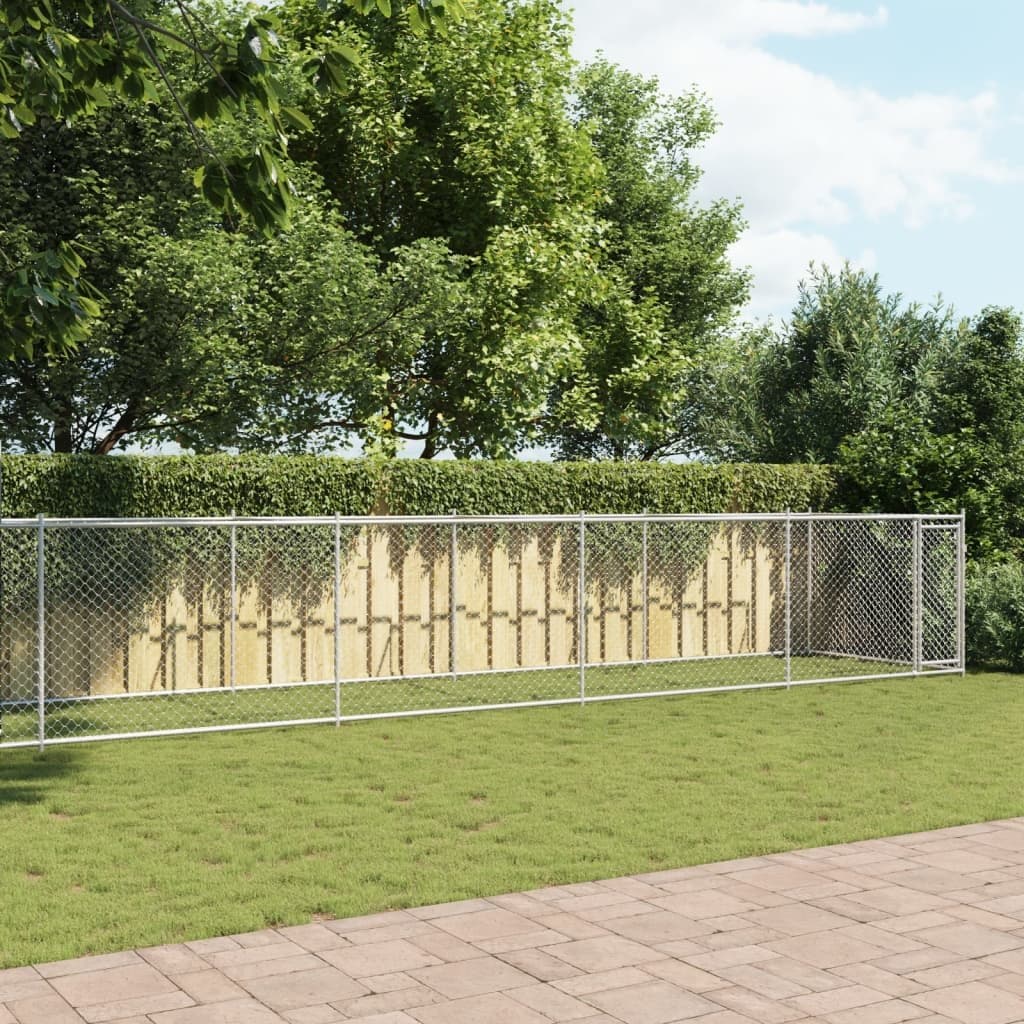 Outdoor Dog Cage Kennel Run in Grey Steel