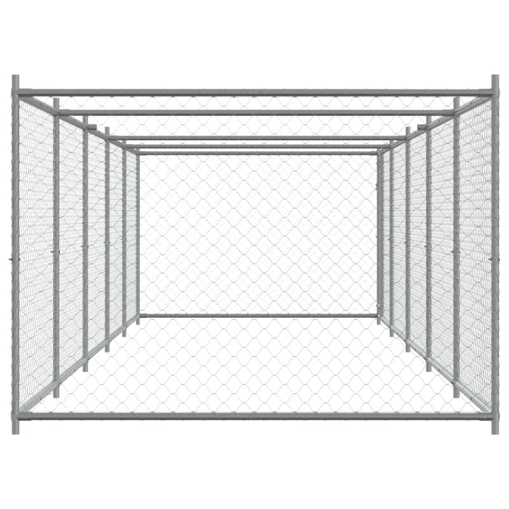 Outdoor Dog Cage Kennel Run in Grey Steel