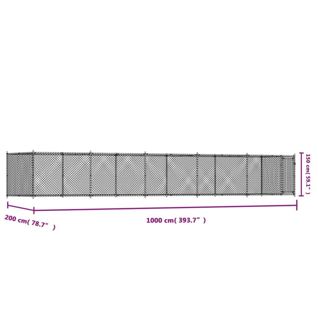 Outdoor Dog Cage Kennel Run in Grey Steel