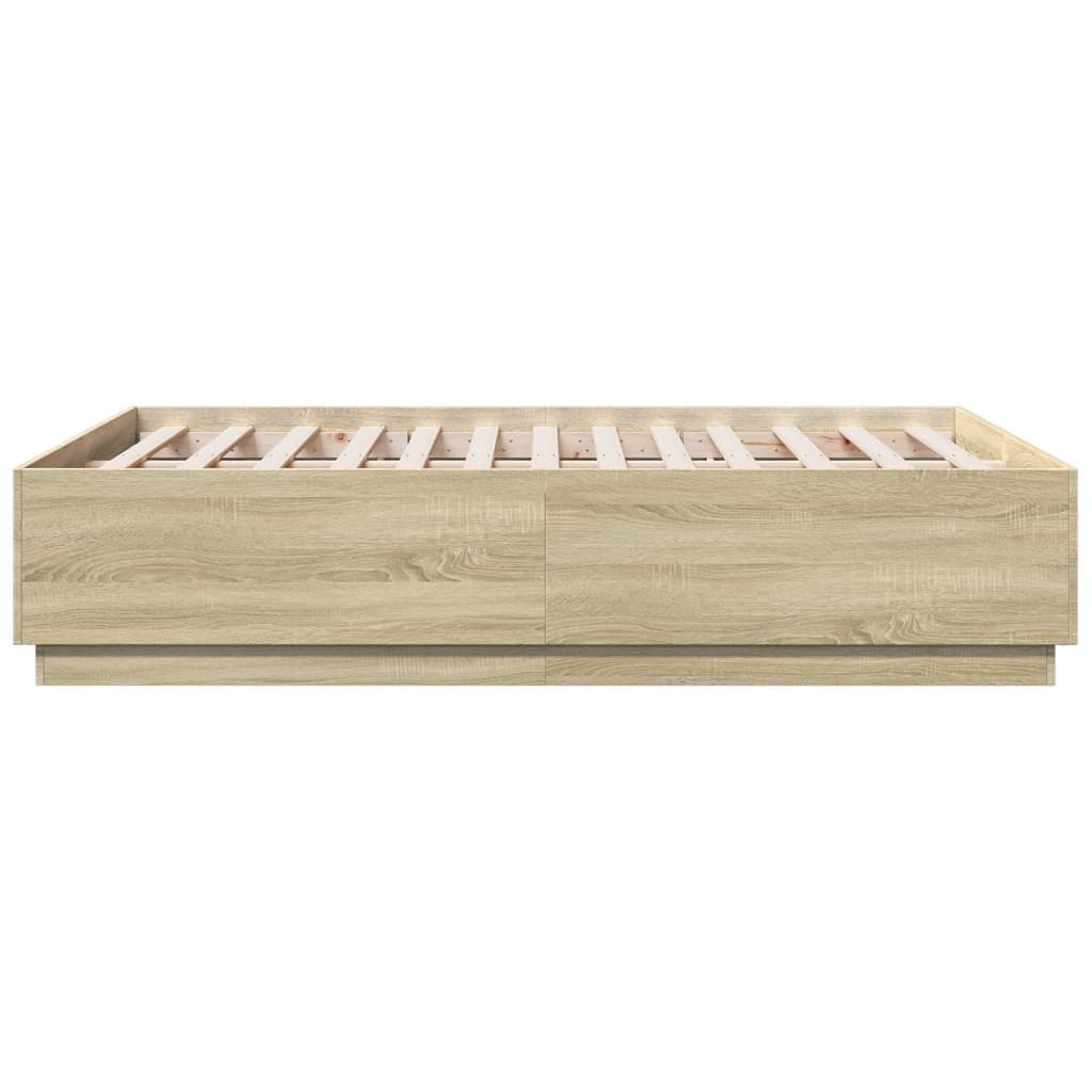 Engineered Wood Brown Bed Frame 135x190 cm with Slatted Base