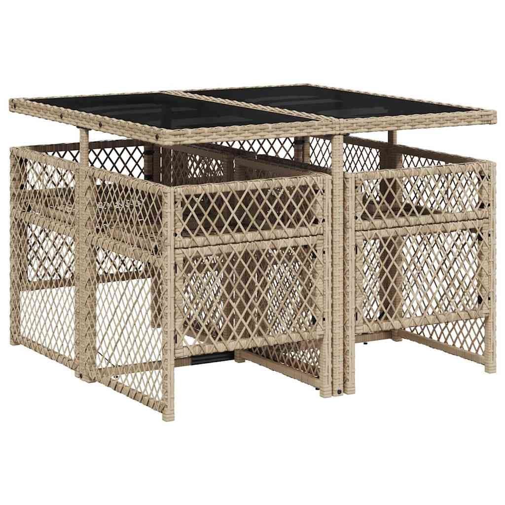 Garden Dining Set 5 Piece Outdoor Furniture with Cushions Beige Patio Table