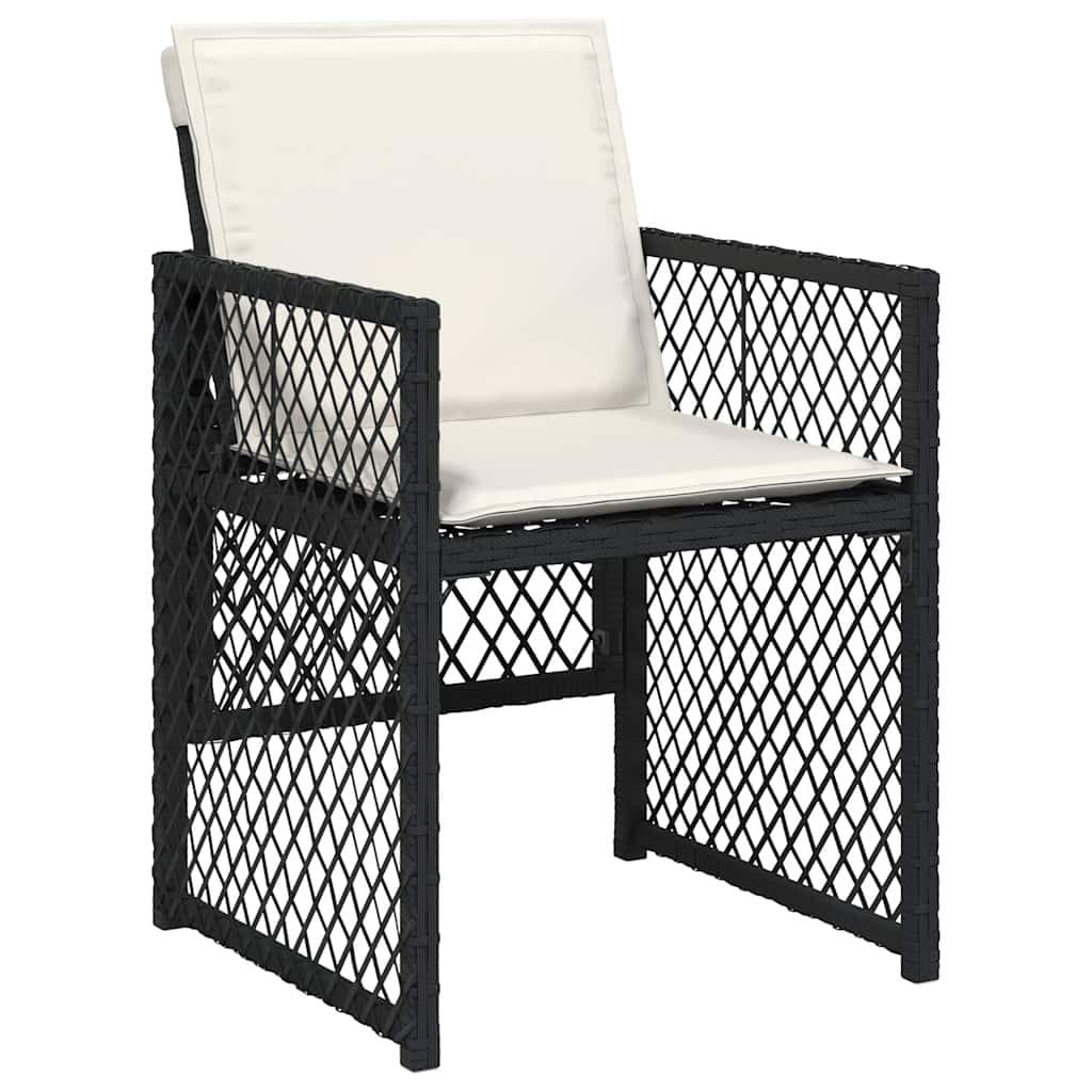 Garden Dining Set 11 Piece Outdoor Furniture with Cushions Black Poly Rattan