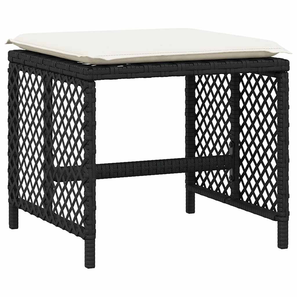 Garden Dining Set 11 Piece Outdoor Furniture with Cushions Black Poly Rattan