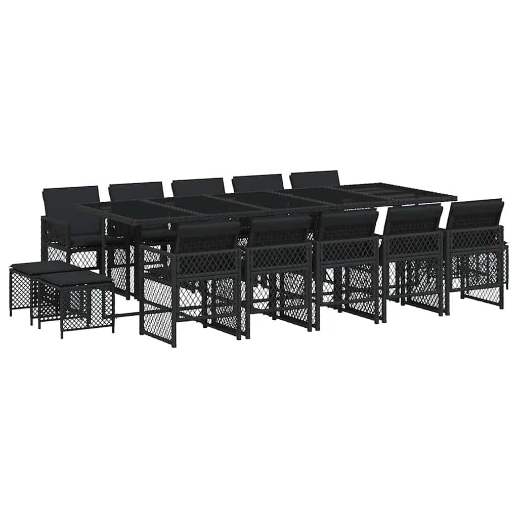 15 Piece Garden Dining Set with Poly Rattan Chairs