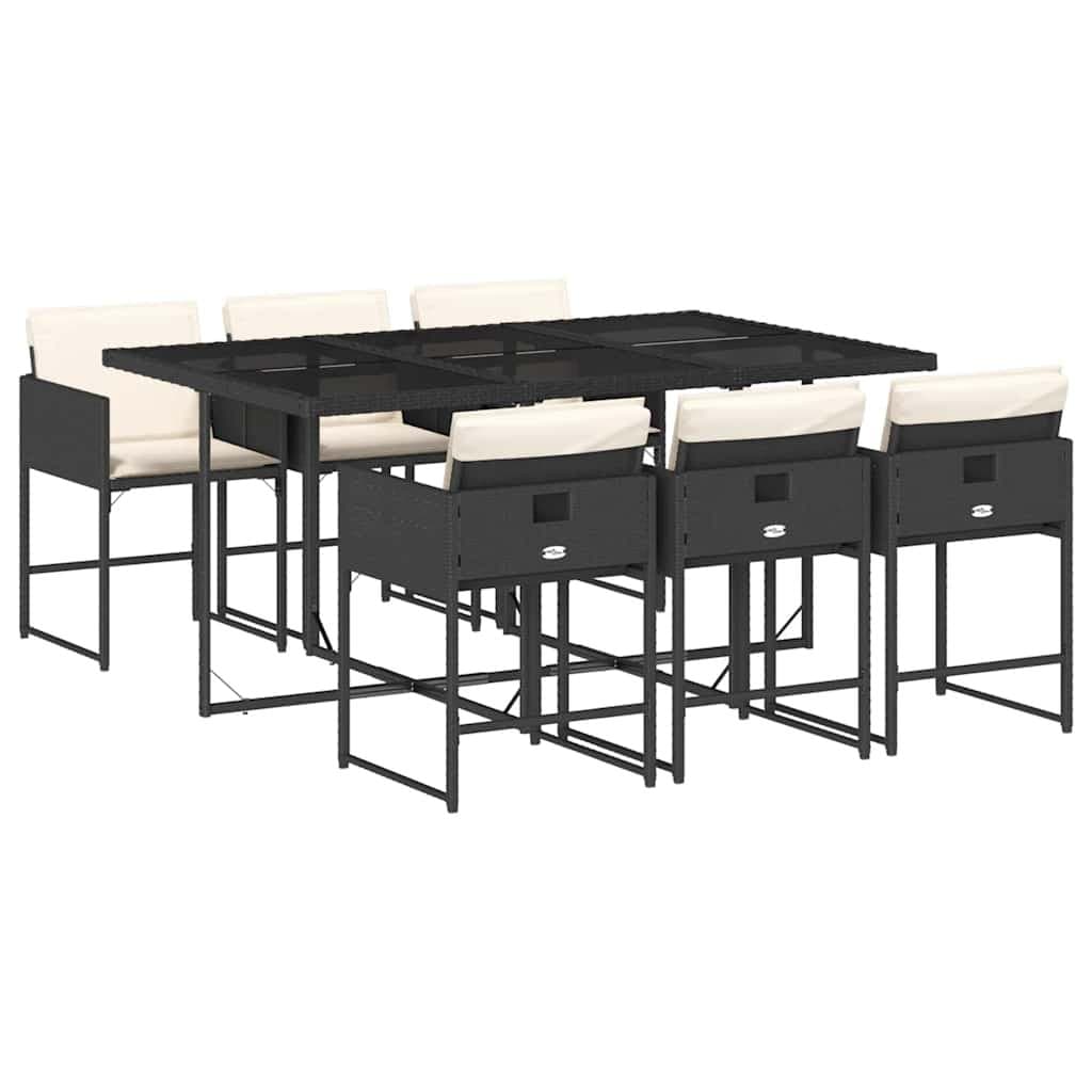 7 Piece Outdoor Dining Set with Black Rattan Chairs