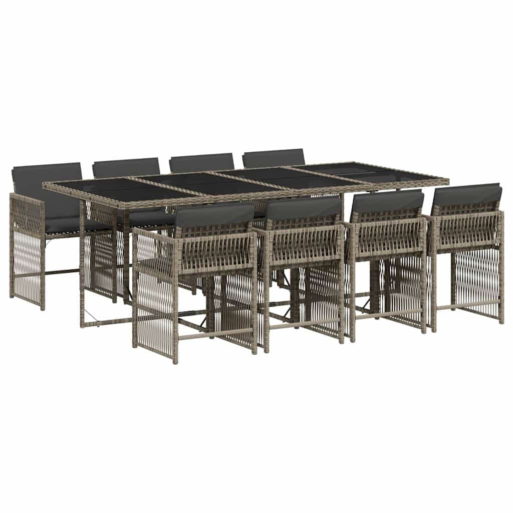 9 Piece Grey Poly Rattan Garden Dining Set