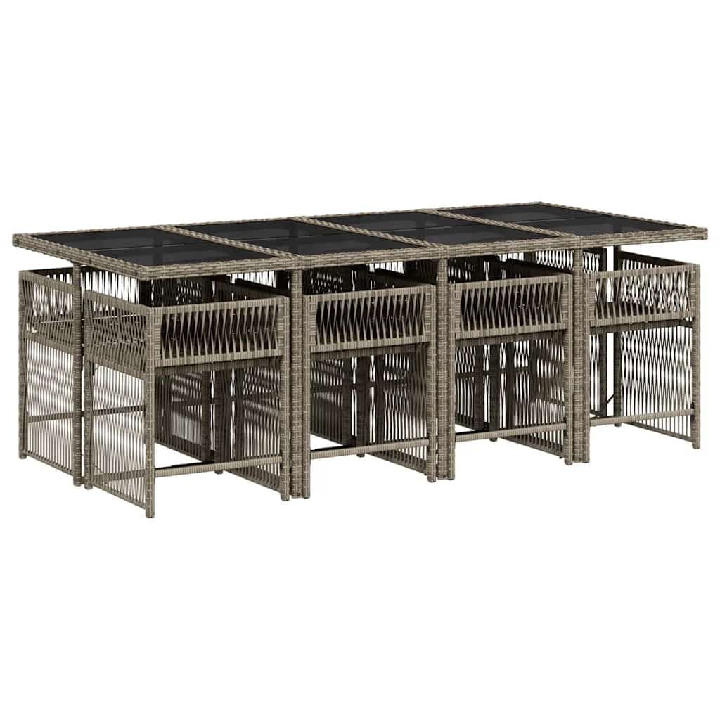 9 Piece Grey Poly Rattan Garden Dining Set