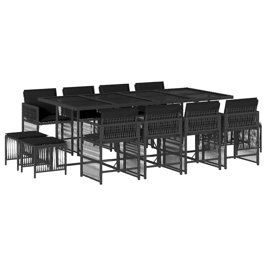 13 Piece Outdoor Dining Set with Rattan Chairs