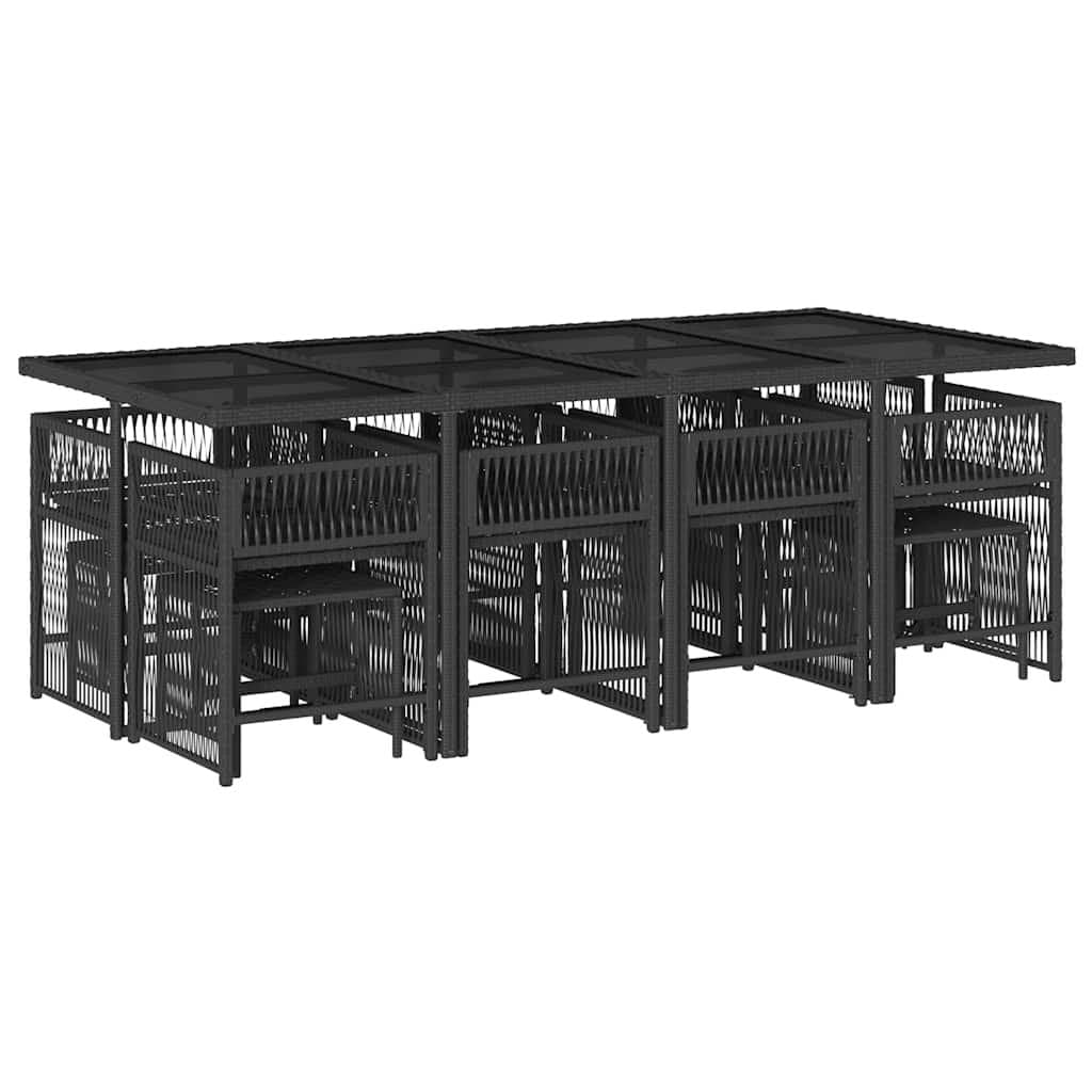 13 Piece Outdoor Dining Set with Rattan Chairs
