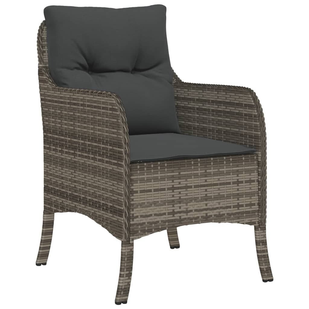 5 Piece Grey Poly Rattan Outdoor Dining Set with Cushions