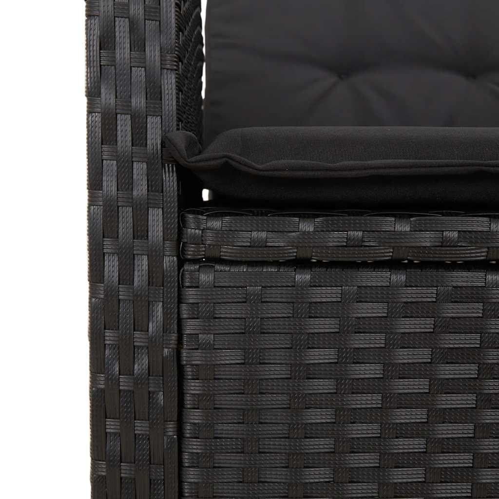 Outdoor Dining Set 7 Piece Garden Furniture Black Poly Rattan with Cushions