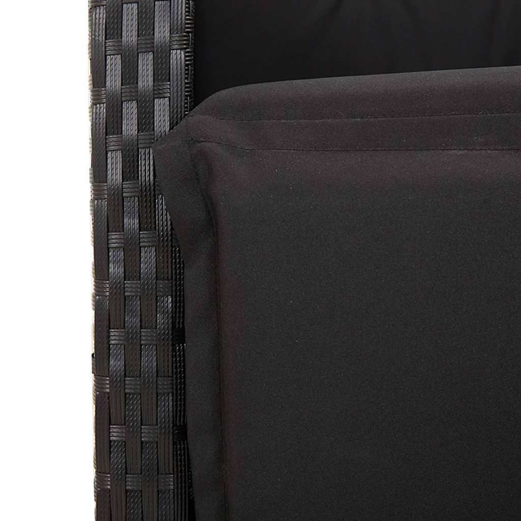 Outdoor Dining Set 7 Piece Garden Furniture Black Poly Rattan with Cushions
