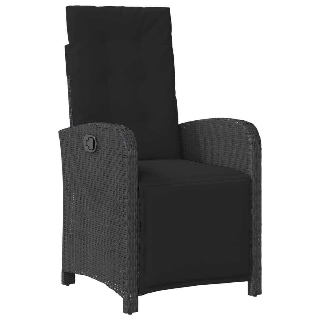 3-Piece Outdoor Bistro Set with Cushions in Black